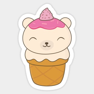 Kawaii Polar Bear Ice Cream T-Shirt Sticker